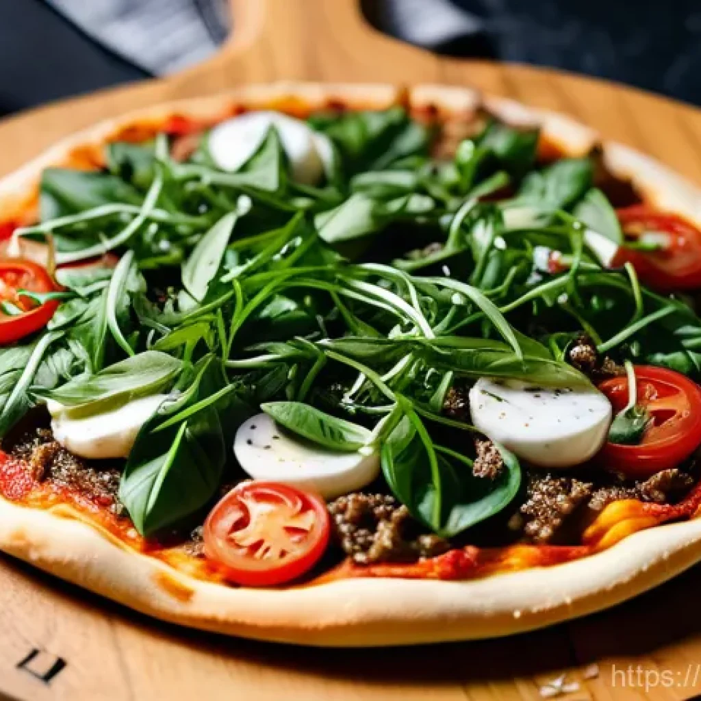 퓨전 피자의 저염 소스 - **Image Prompt: Gourmet Perilla Pesto Bulgogi Fusion Pizza**
    A visually stunning, high-angle clo...
