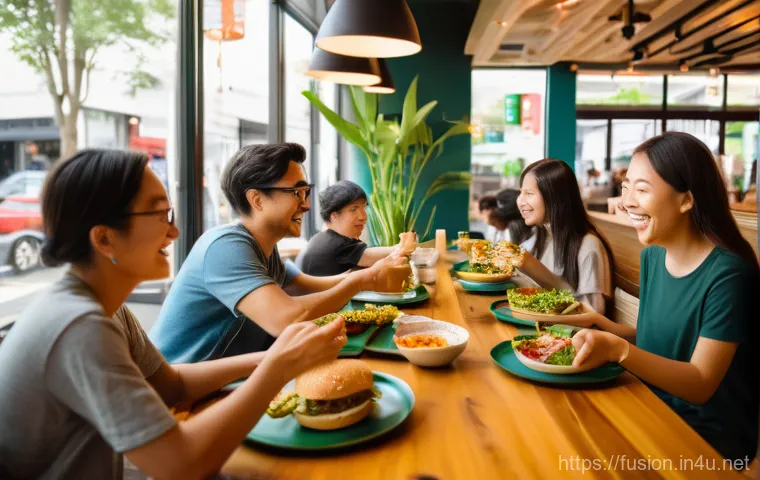퓨전 패스트푸드와 건강식사의 만남 - **Prompt 2: Healthy Fusion Korean Meal for One in a Modern Cafe**
    A beautifully composed, bright...
