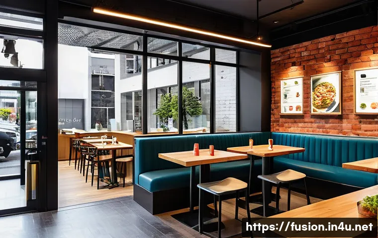 퓨전 패스트푸드의 글로벌화 전략 - **Prompt 1: Urban K-Fusion Fast Food Hub**
"A bustling, modern fast-casual restaurant in a vibra...